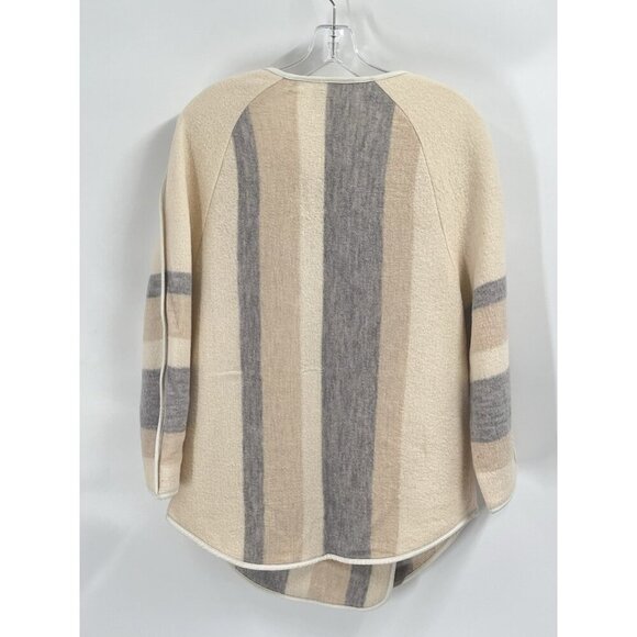 Chicos Yarn Dye Boiled Wool Jacket Ivory Neutral Classic Sz 0 Sz XS - Picture 7 of 9